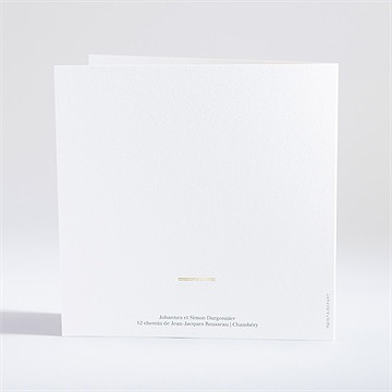 Faire-part de baptême cadre de fleurs dorure - Dos du faire-part