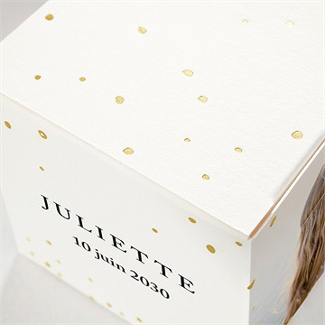 Boîte de dragées communion rayonnement dorure - Détail de la boîte