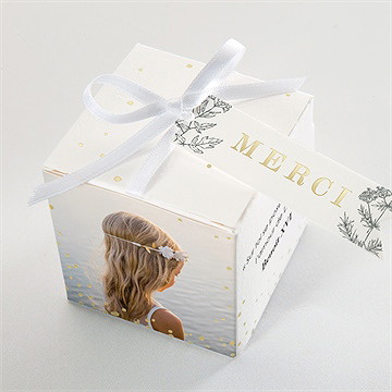 Boîte de dragées communion rayonnement dorure - Dessus de la boîte