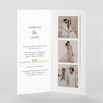 Faire-part mariage lettre moderne photomaton - Intérieur du faire-part