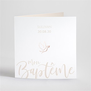 Faire-part de baptême lettre de cuivre dorure