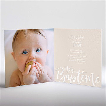 Faire-part de baptême lettre de cuivre dorure - Intérieur du faire-part