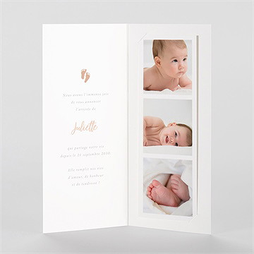 Faire-part naissance ses petits petons photomaton - Intérieur du faire-part