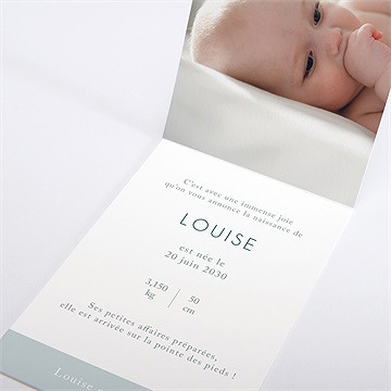 Faire-part naissance apesanteur pli décalé - Intérieur du faire-part