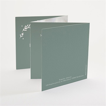 Faire-part naissance végétal vert pastel accordéon - Dos du faire-part