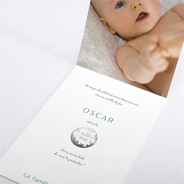 Faire-part naissance la fanfare! pli décalé - Intérieur du faire-part gratté