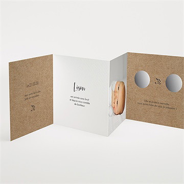 Faire-part naissance tendre secret accordéon - Intérieur du faire-part