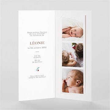 Faire-part naissance gentil coquelicot photomaton - Intérieur du faire-part