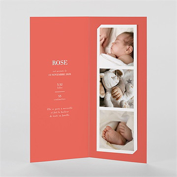 Faire-part naissance mon bébé grenadine photomaton - Intérieur du faire-part