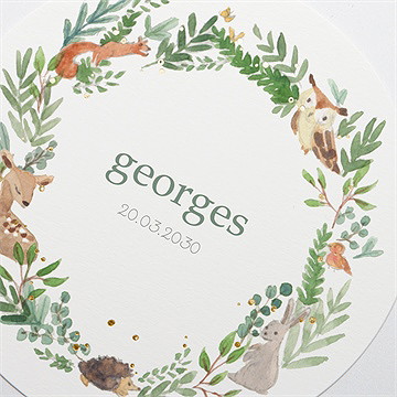 Faire-part naissance tendre flore dorure - Détail du faire-part