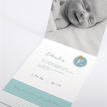 Faire-part naissance notre petit prince pli décalé - Intérieur du faire-part