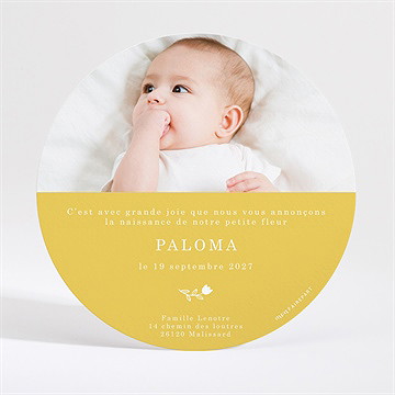 Faire-part naissance belle annonce en rond - Dos du faire-part