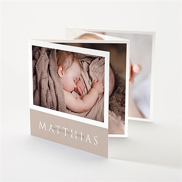 Faire-part naissance 3 délicates photos accordéon - Détail du faire-part