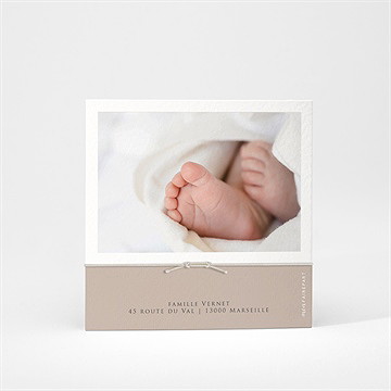 Faire-part naissance 3 délicates photos accordéon - Dos du faire-part