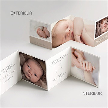 Faire-part naissance 3 délicates photos accordéon - Intérieur du faire-part
