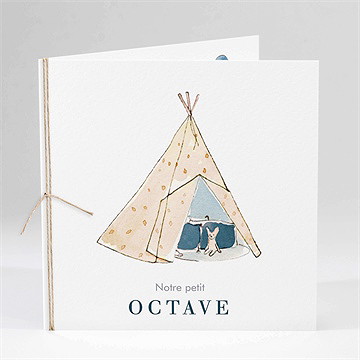 Faire-part naissance petit tipi carré plié