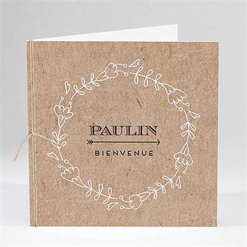 Faire-part naissance kraft & co carré plié