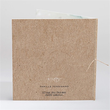 Faire-part naissance kraft & co carré plié - Dos du faire-part