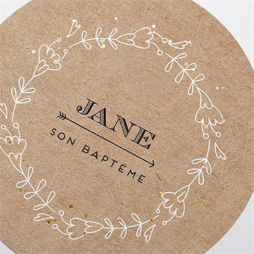 Faire-part de baptême belle histoire sacrée rond - Détail du faire-part