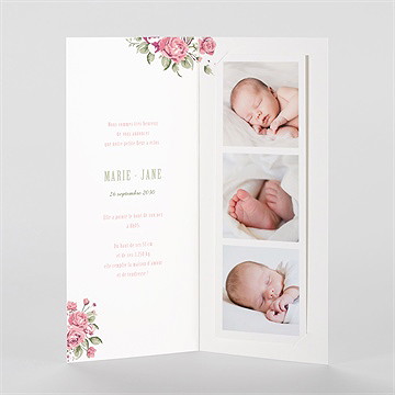 Faire-part naissance champêtre nature photomaton - Intérieur du faire-part