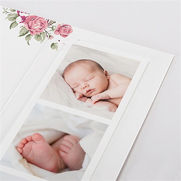 Faire-part naissance champêtre nature photomaton - Détail du faire-part