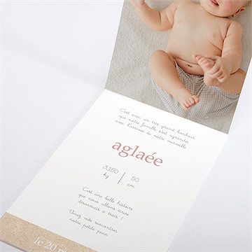 Faire-part naissance jolie pampa pli décalé - Intérieur du faire-part