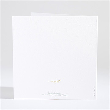 Faire-part de baptême feuilles et or dorure - Dos du faire-part