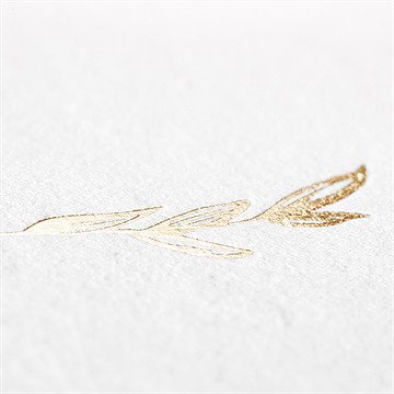 Faire-part de baptême feuilles et or dorure - Détail du dos du faire-part