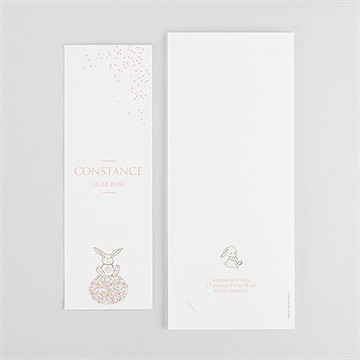 Faire-part de baptême lapin baptême photomaton - Dos du faire-part