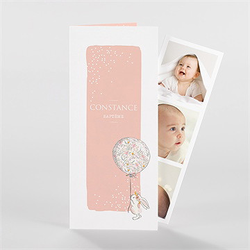 Faire-part de baptême lapin baptême photomaton - Vue d'ensemble