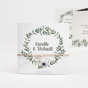 Faire-part mariage couronne d'olivier accordéon