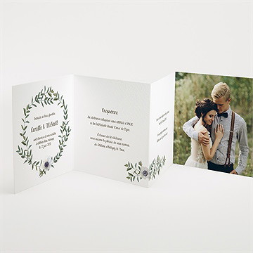 Faire-part mariage couronne d'olivier accordéon - Intérieur du faire-part