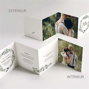 Faire-part mariage couronne d'olivier accordéon - Vue détaillée