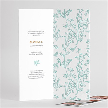 Faire-part de baptême gravure en rond photomaton - Détail de l'intérieur