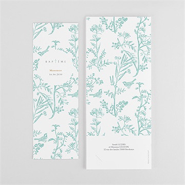 Faire-part de baptême gravure en rond photomaton - Dos du faire-part