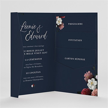 Faire-part mariage fleurs de nuit pocketfold - Intérieur du faire-part