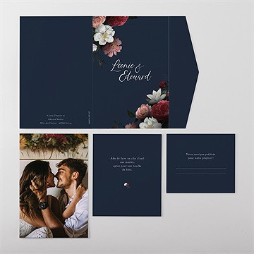 Faire-part mariage fleurs de nuit pocketfold - Vue ensemble extérieur