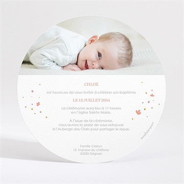 Faire-part de baptême subtil tressage dorure - Dos du faire-part