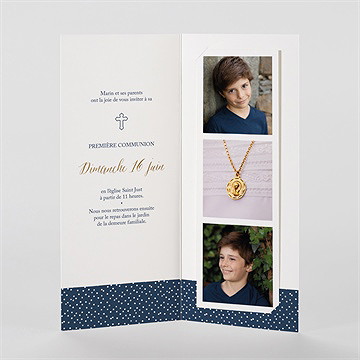 Faire-part communion relief photomaton - Intérieur du faire-part