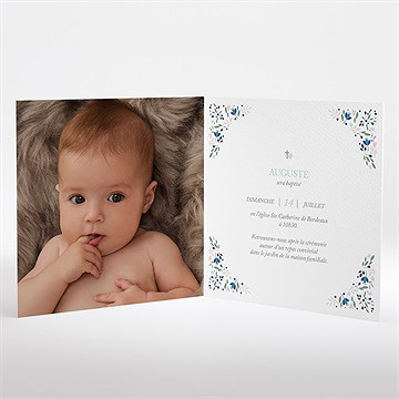 Faire-part de baptême confidences plié - Intérieur du faire-part