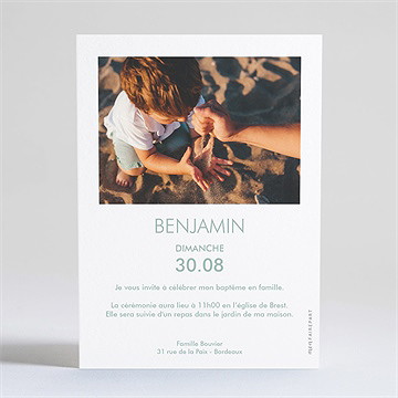 Faire-part de baptême jeu de mots dorure - Dos du faire-part