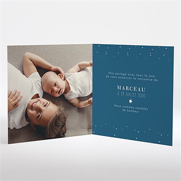 Faire-part naissance cadre chic et élégant plié - Intérieur du faire-part