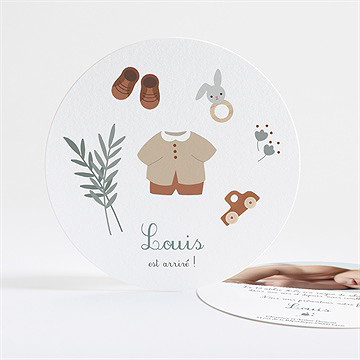 Faire-part naissance tendrement lui rond