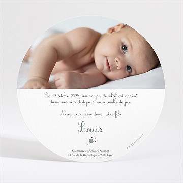 Faire-part naissance tendrement lui rond - Dos du faire-part