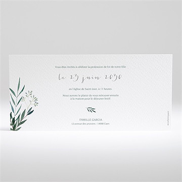 Faire-part profession de foi valeurs - Dos du faire-part