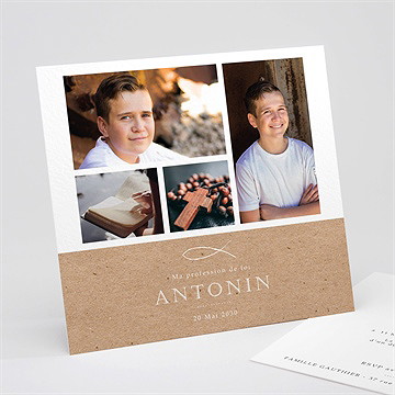 Faire-part profession de foi lumiere et foi