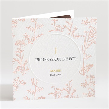 Faire-part profession de foi toile de jouy argent