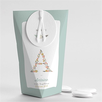 Boîte de dragées baptême alphabet original étui