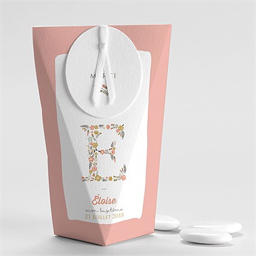 Boîte de dragées baptême initiales à motifs étui