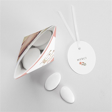 Boîte de dragées baptême initiales à motifs étui - Intérieur de la boîte